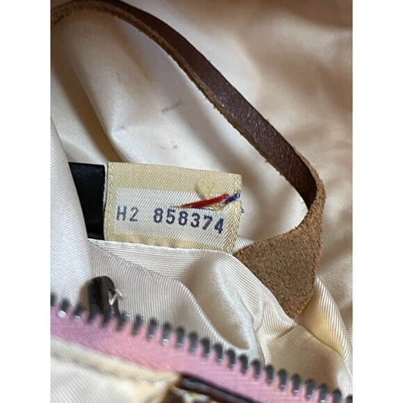 VTG Dooney & Bourke Wayfarer Baguette Shoulder Bag Ivory Nylon Brown Leather Y2K - Picture 9 of 14